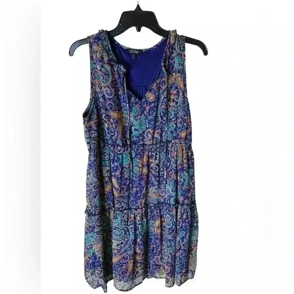 BeBop Women's Dress Paisley Print Lined No Sleeve Size XL Tie Neck Boho NWT